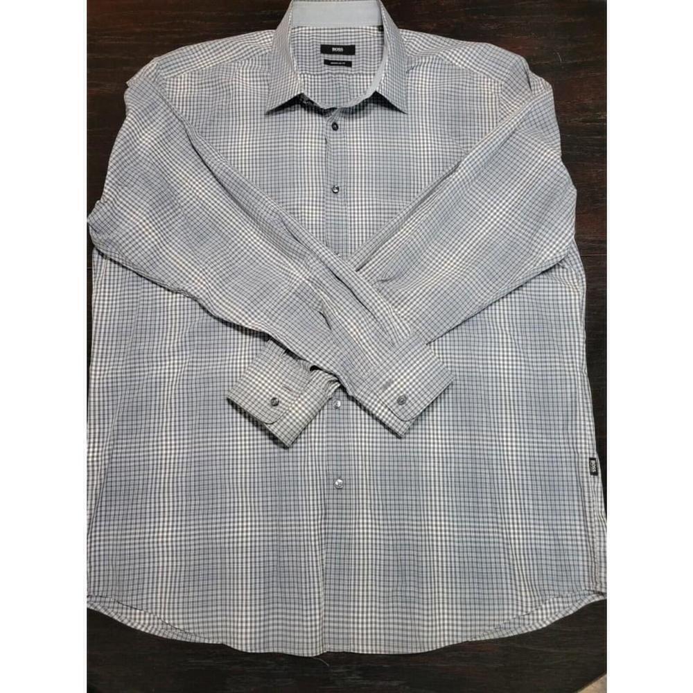 Hugo Boss Men's Button Shirt Size 2XL Gray Plaid